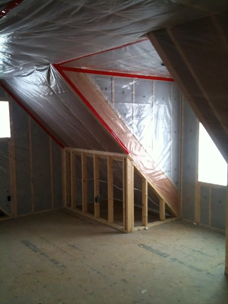 Completed insulation and vapor-barrier work on a Gauthier Insulation job