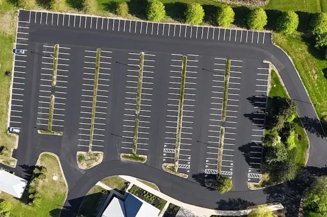 Parking Lot aerial photo with line striping