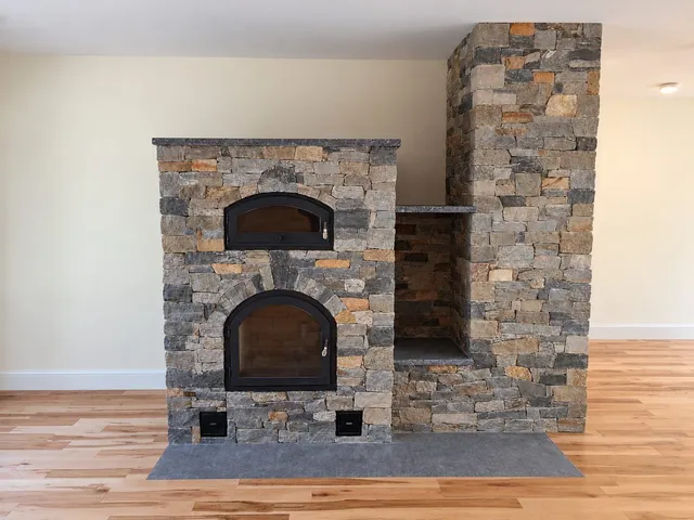 Stone fireplace by CDK Masonry