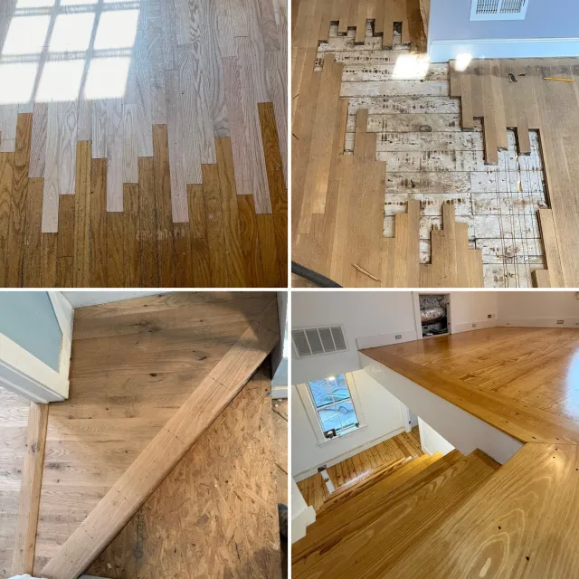 Floor weaving and board replacement — repair sequence