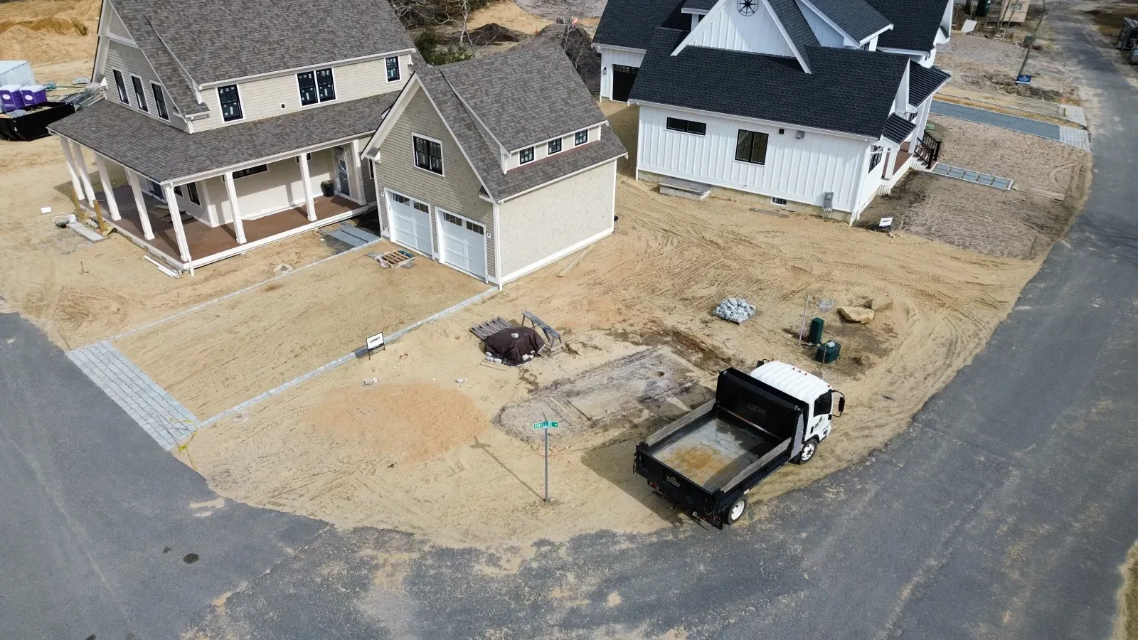 Bare new construction lot before landscaping