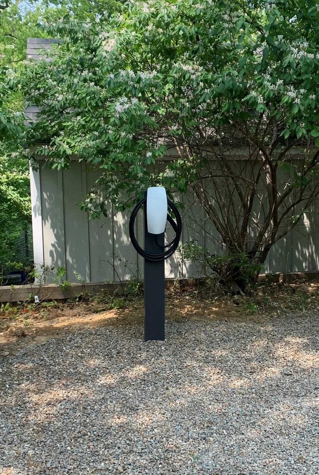 Solar energy battery installed in driveway