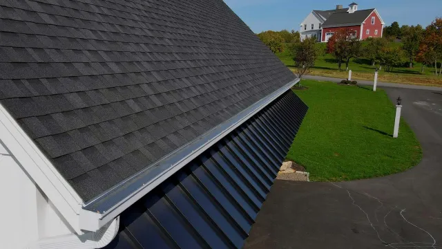 Closeup of gutter installation
