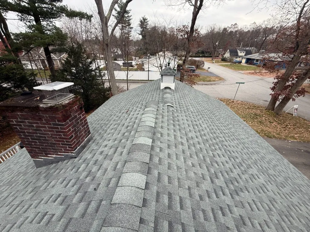 Asphalt shingle roof replacement on a home in Weare, New Hampshire.