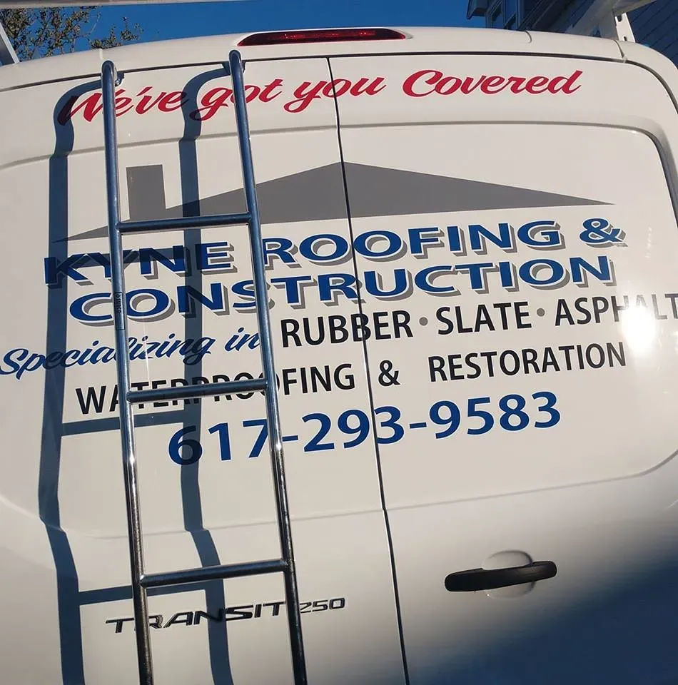 Kyne Roofing & Construction truck back side ladder