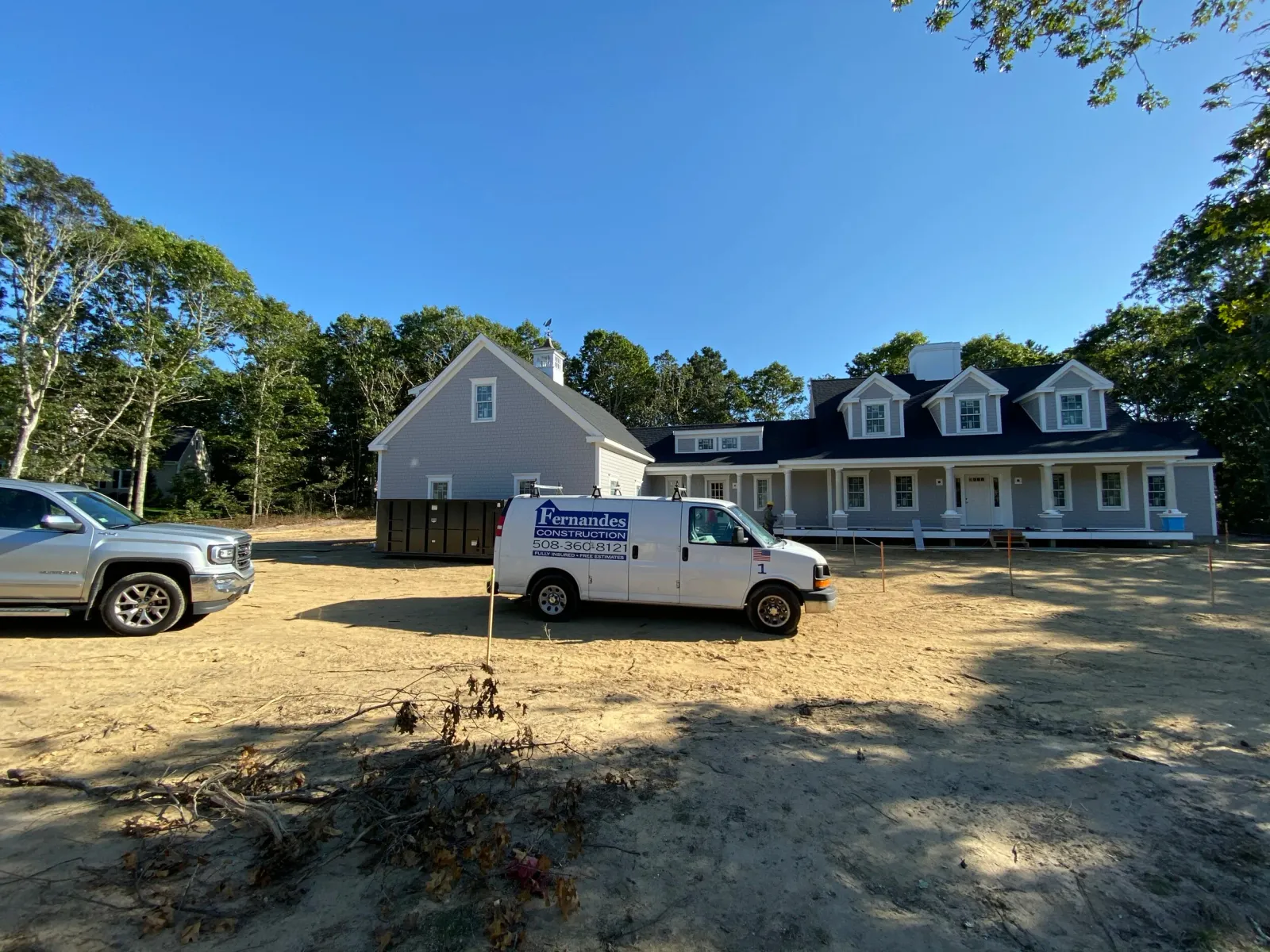 Fernandes Construction is on the job at this Cape Cod style new home construction.