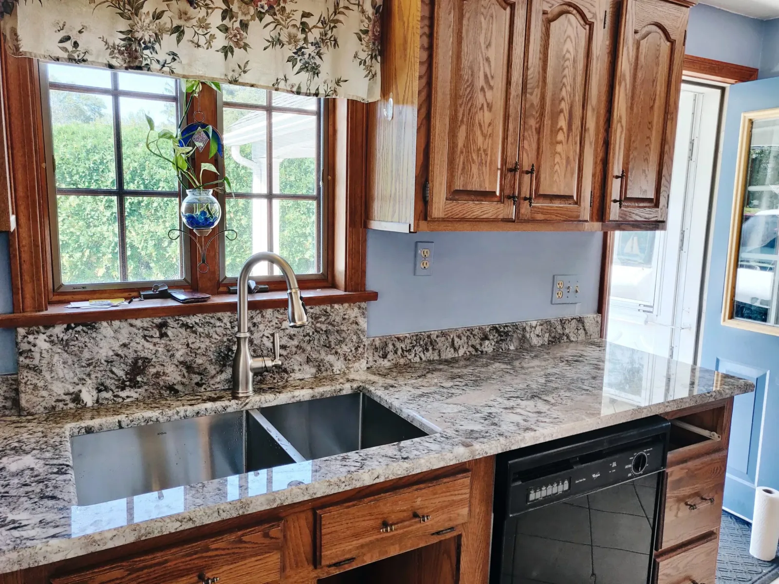 Granite countertop with undermount sink in Western Massachusetts kitchen