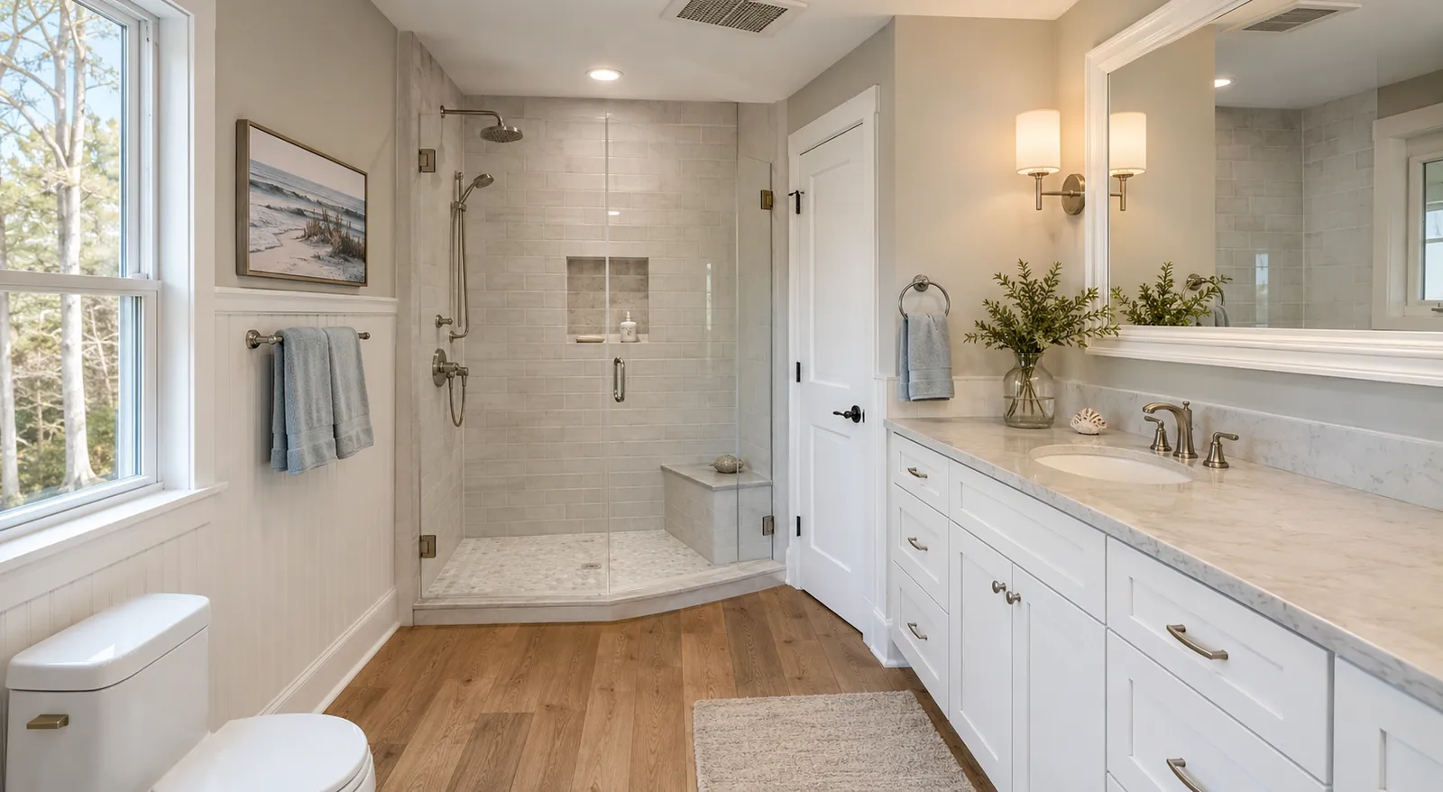 Completed bathroom remodeling project in Cape Cod MA