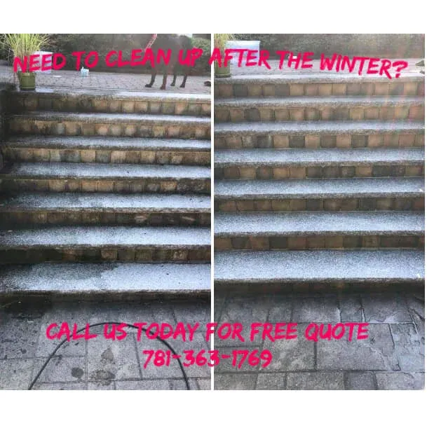 An outdoor stairway cleanup job