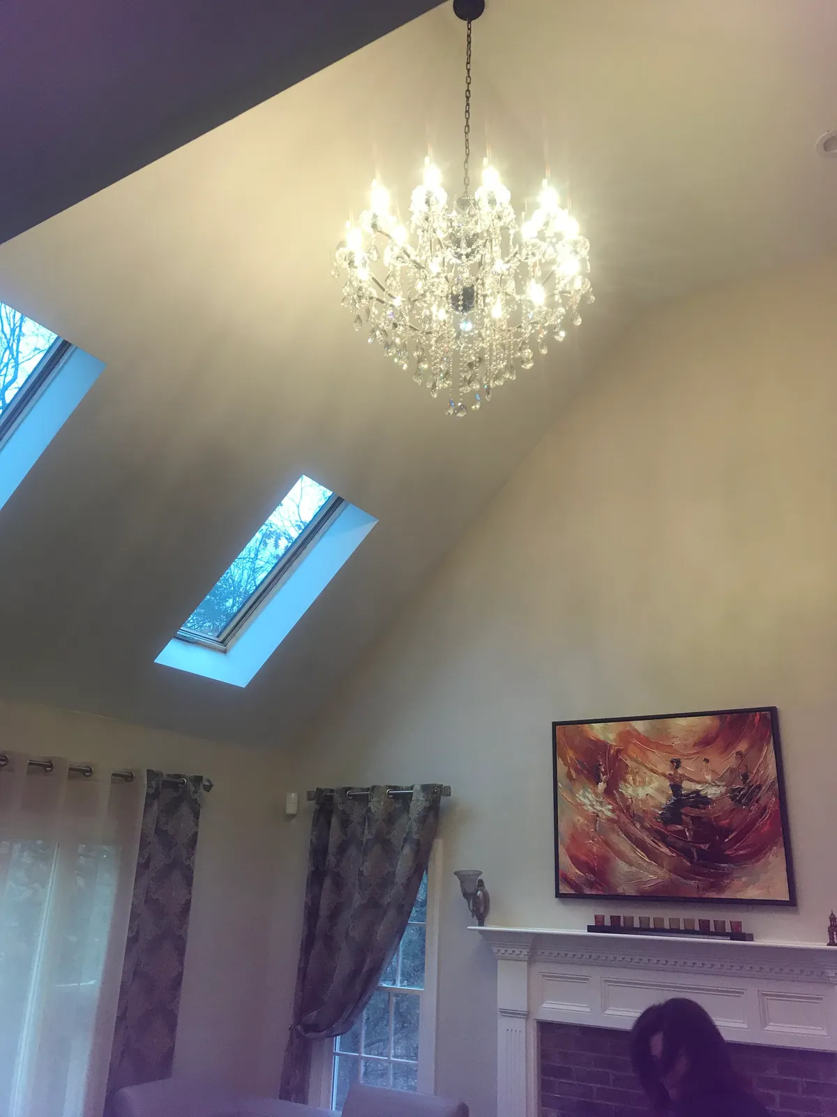 Crystal chandelier installation