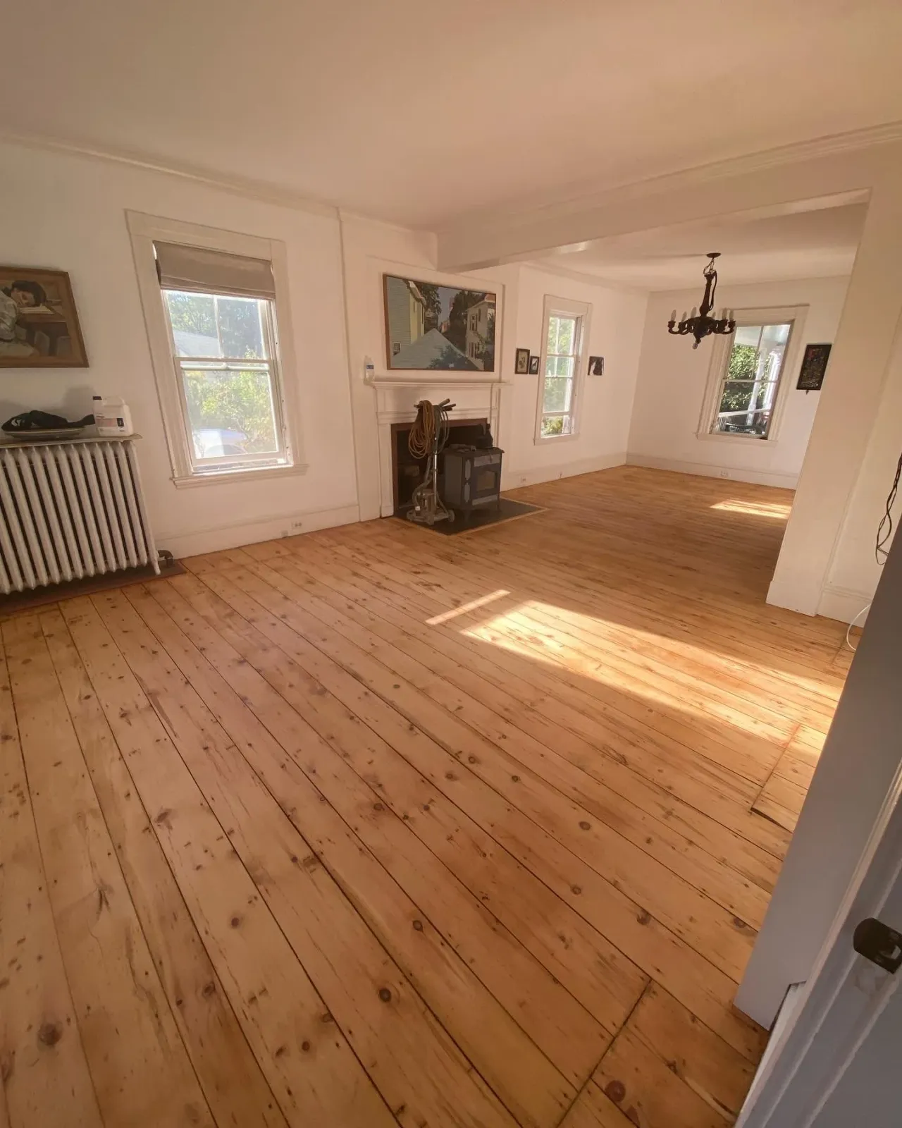 Restored pine floor in a period home