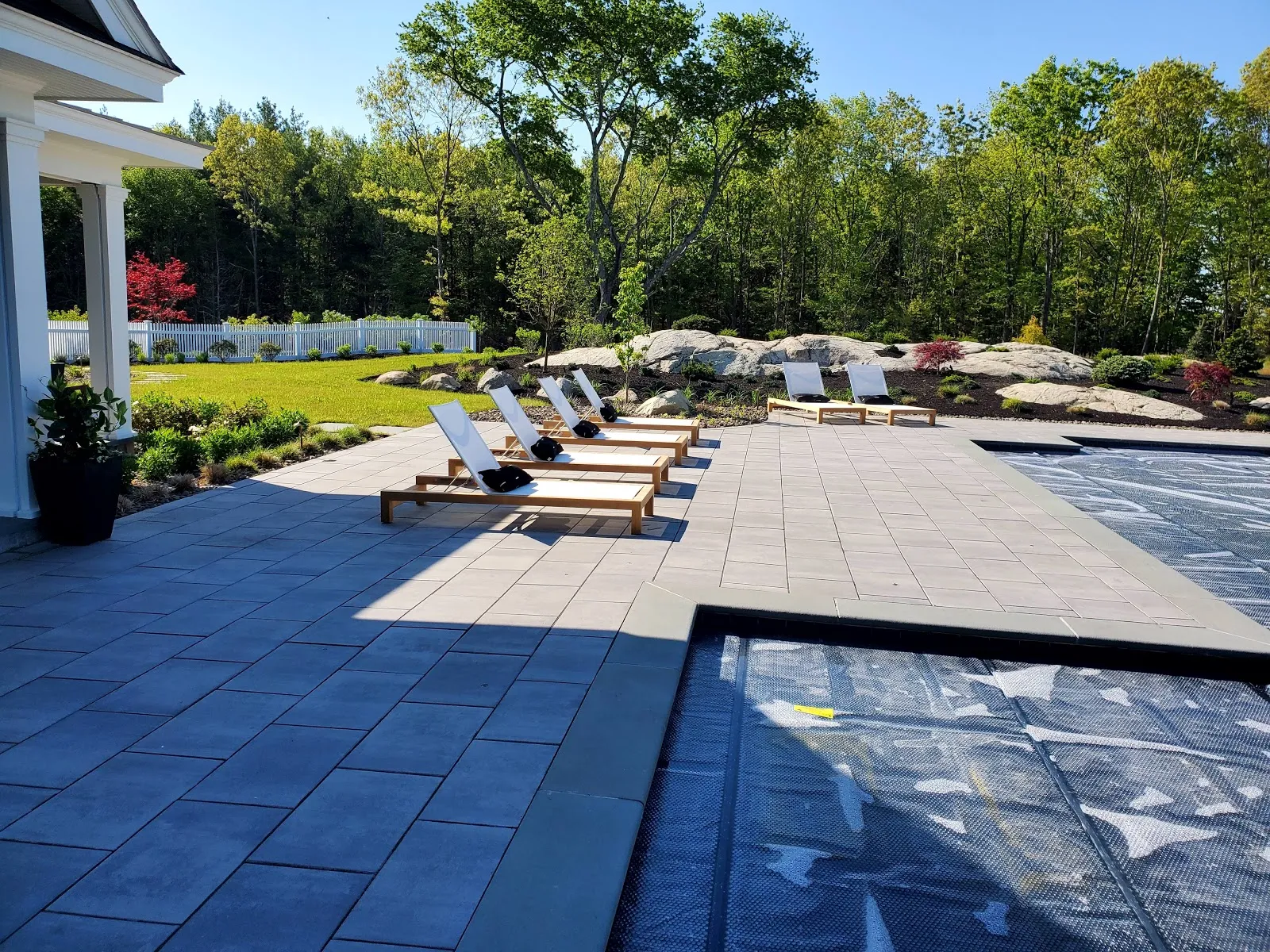Custom stone patio built by Stiles and Sons in NH Seacoast