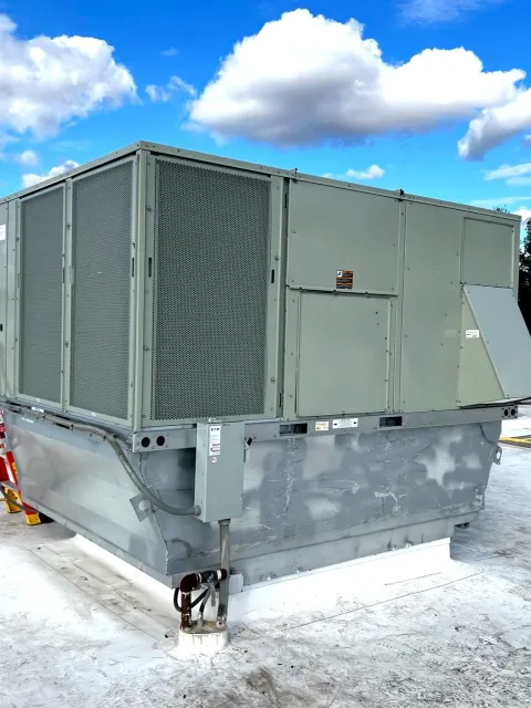 large electrical box on a skyscraper roof