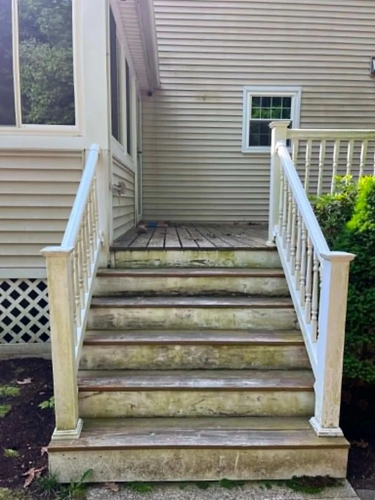 outdoor steps pressure washing - before