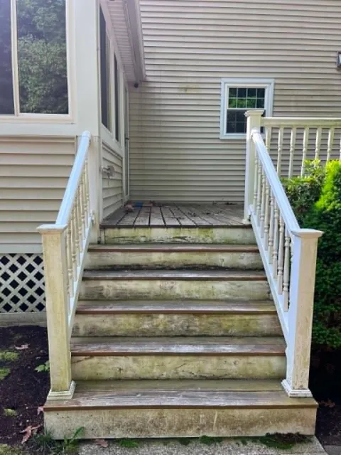 outdoor steps pressure washing - before