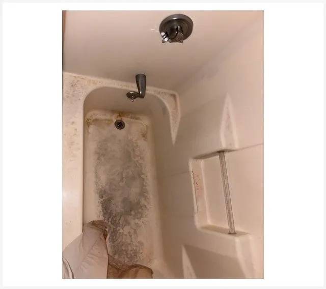 Before: Bathtub before and after cleaning