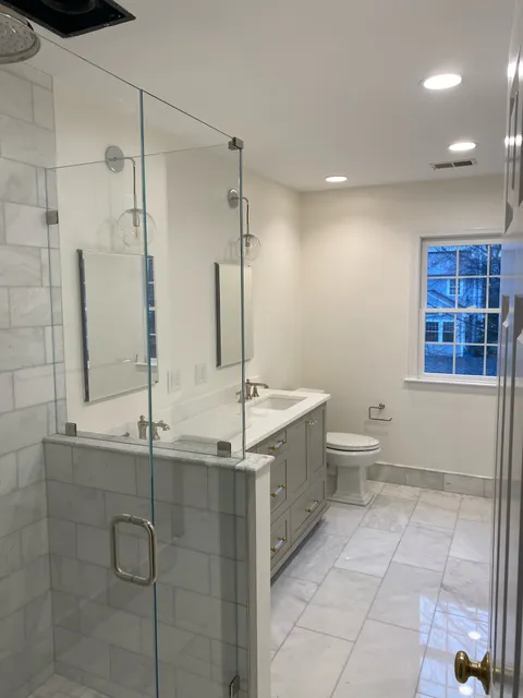 Finished marble bathroom