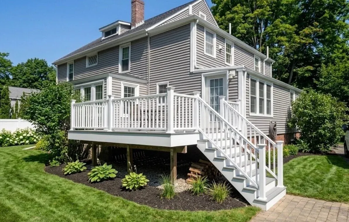 Deck building project in Holliston.