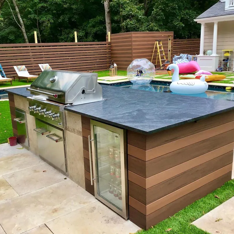 Jet Mist granite outside kitchen next to pool