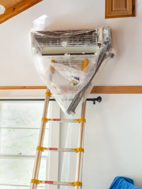 Mini Split Unit During Cleaning Process