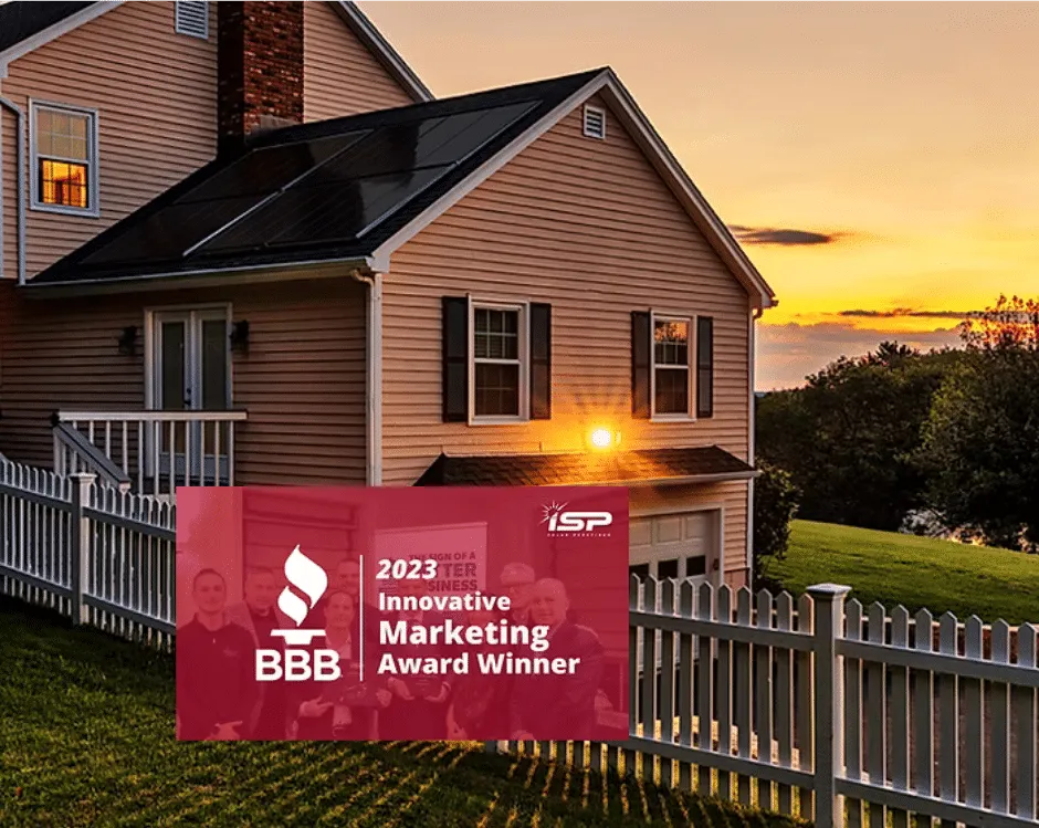 Home with iSP solar panels and BBB 2023 Innovative Marketing Award