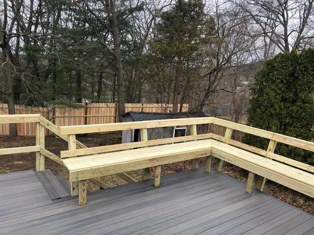 Custom deck with bench seating