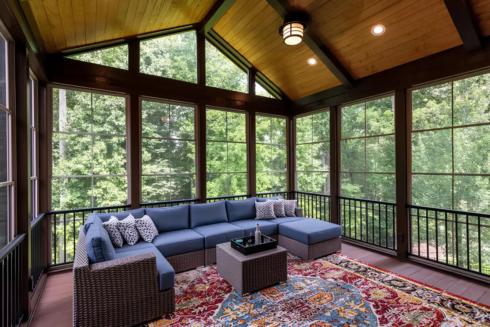 Stock photo new modern screened porch patio