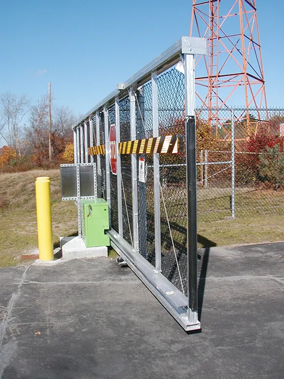 Cantilever security gate at a communications tower site