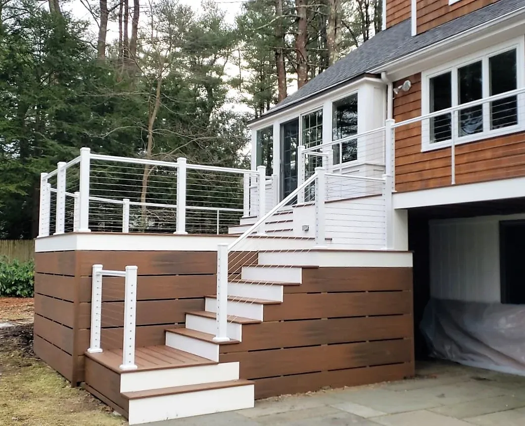 Deck and stair rebuild with cable railing - after