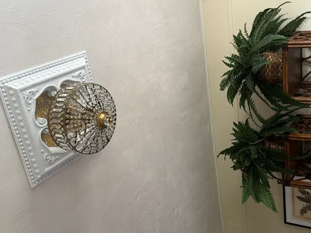 Crystal ceiling fixture and medallion installed for a customer