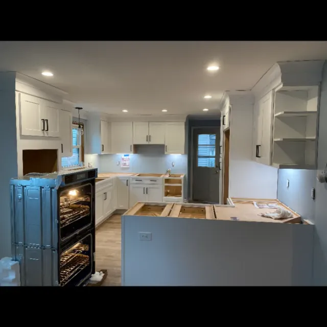 Kitchen renovation lighting rough-in and finish