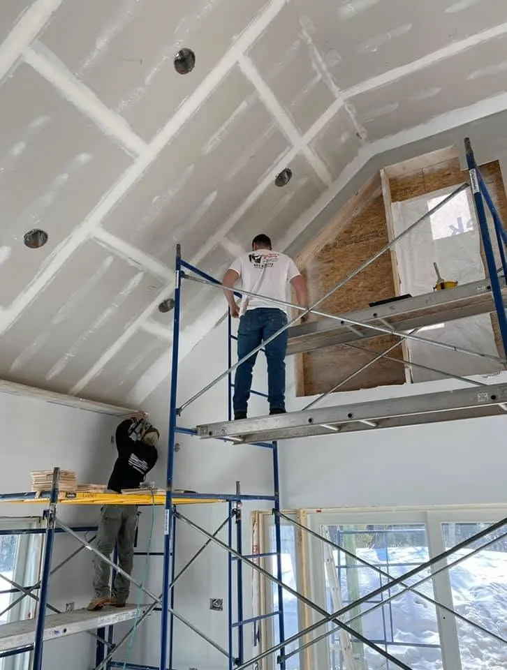 Cathedral ceiling drywall finish