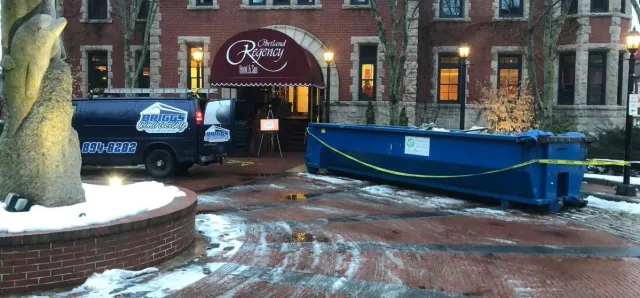 Commercial demolition at the Regency Hotel in Portland, Maine