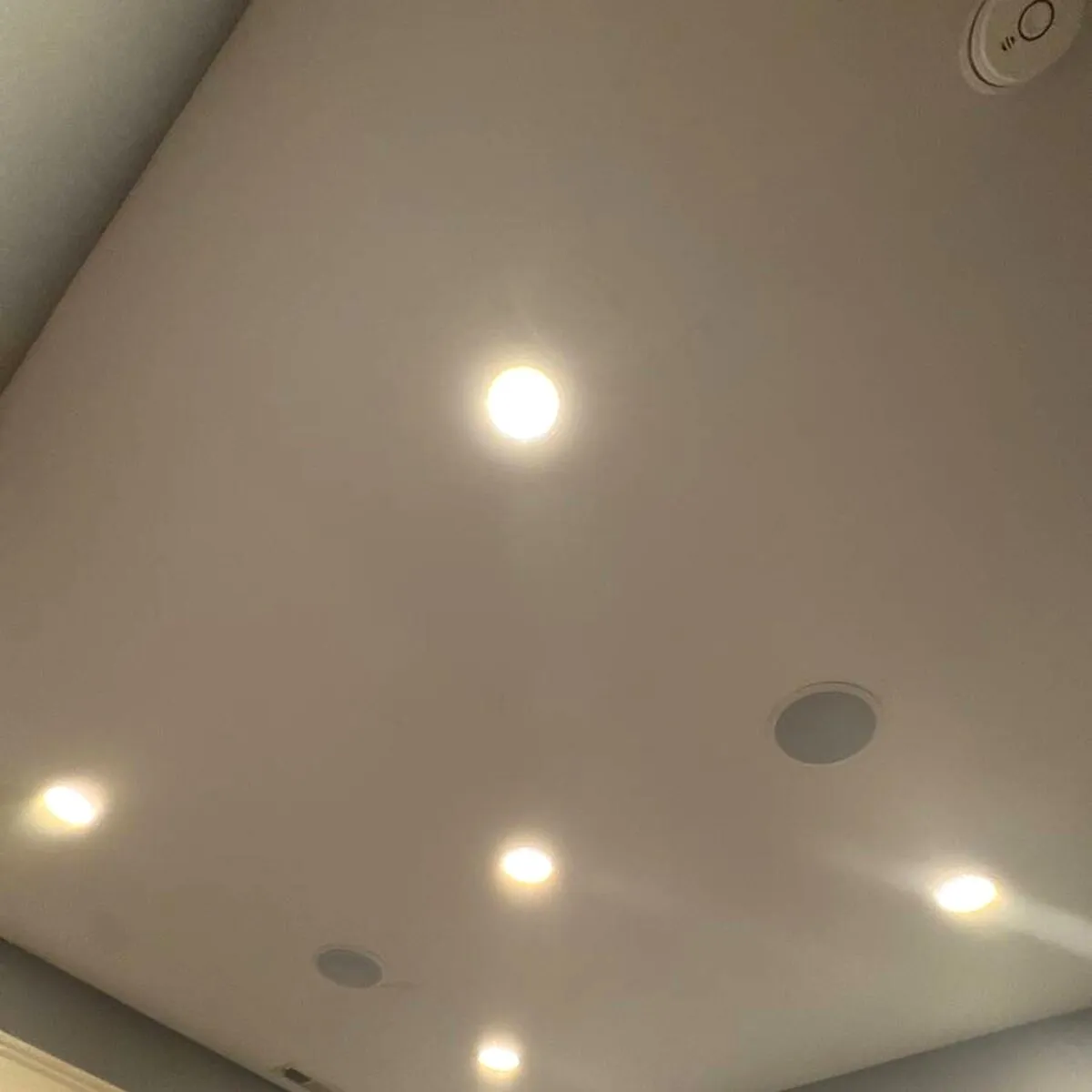 Recessed ceiling lights and in-ceiling speakers