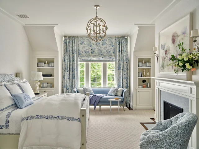 Layered textures, custom millwork, and soft blue accents create a bedroom that's equal parts sophisticated and serene.
Architect: @patrickahearnarchitect 
Interior Designer: @annsleyinteriors 
Photography: @seanlitchfield 
#LuxuryHomes #CustomHome #LuxuryLiving #DreamHome #HomeInspiration #InteriorDesign #Architecture #HomeDesign #CustomBuilder #ResidentialDesign #LuxuryInteriors #ModernLuxury #TimelessDesign #Craftsmanship #BeautifulHomes #LuxuryLifestyle #NewConstruction #HomeGoals #MassachusettsHomes #FallonCustomHomes #PrimarySuite #BedroomDesign #LuxuryBedroom #HomeRetreat ##interiörstyling
