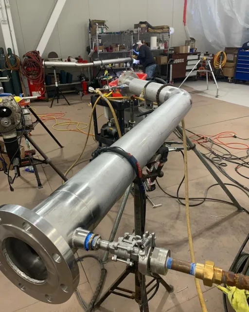 Hydro test on some 5x6 jacketed pipe for a chocolate factory
