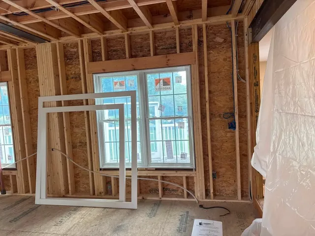 Shrewsbury,Ma new living room addition rough wiring completed.