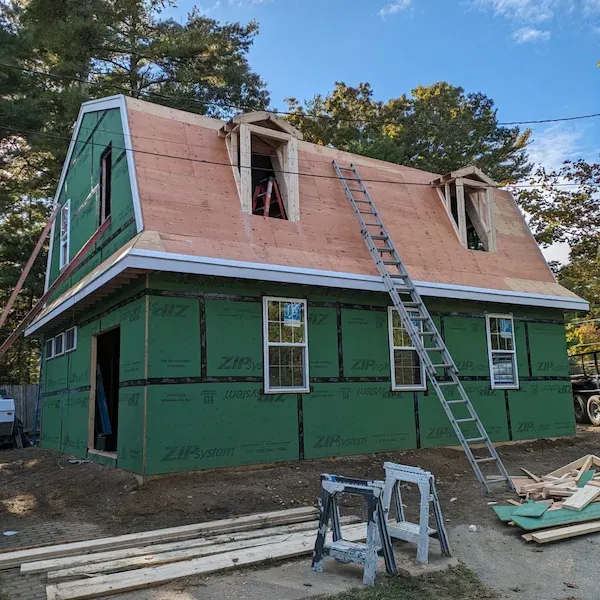 New home construction framing and exterior
