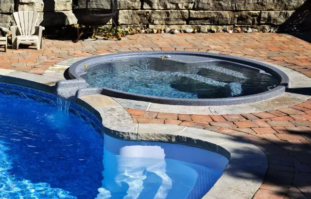 pool with hot tub