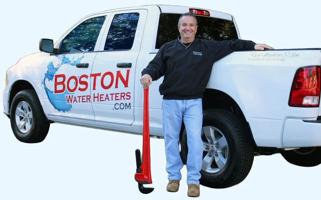 Rich Mathews with Boston Water Heaters truck