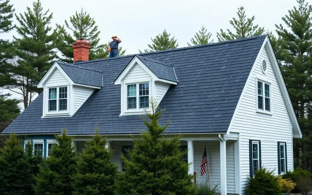 New asphalt shingle roof installed on a New England style home in Windham, Maine