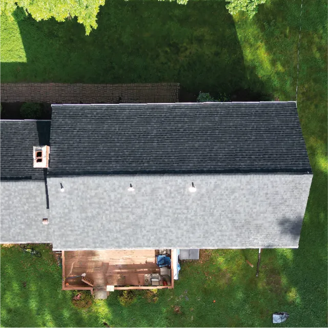 Long architectural shingle roofline on Connecticut property