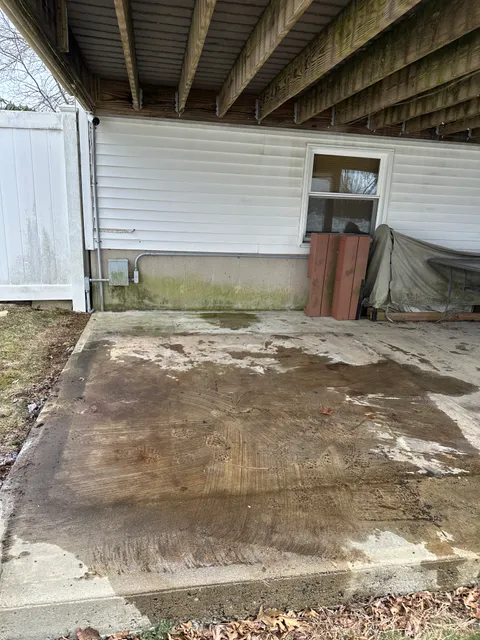 Cleared outdoor patio area
