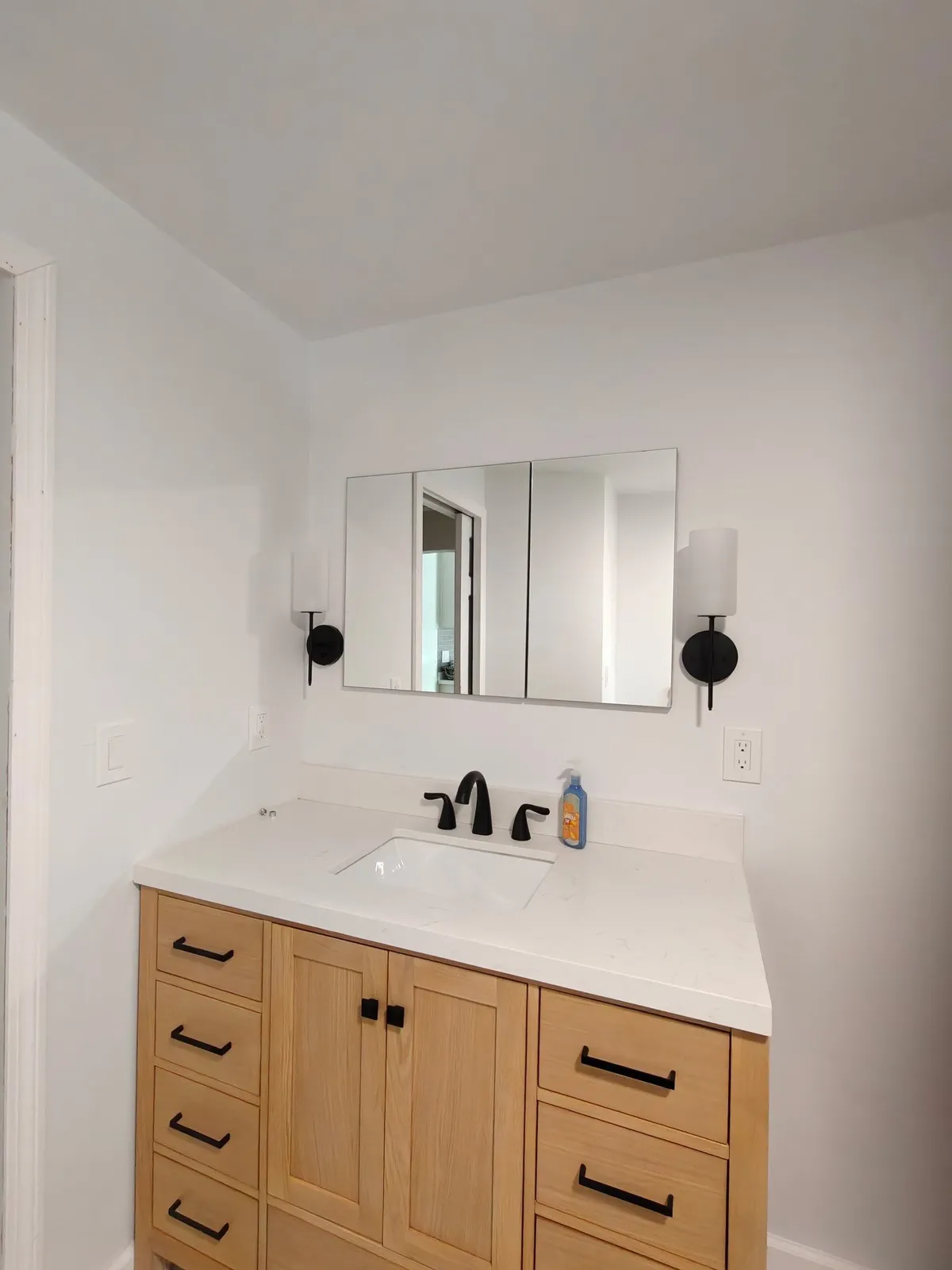 Modern bathroom vanity installation in Springfield MA area
