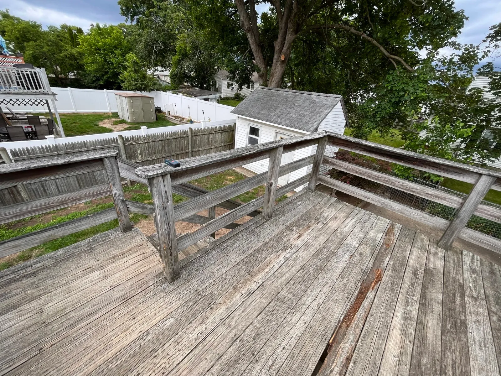 old wooden railings and decking