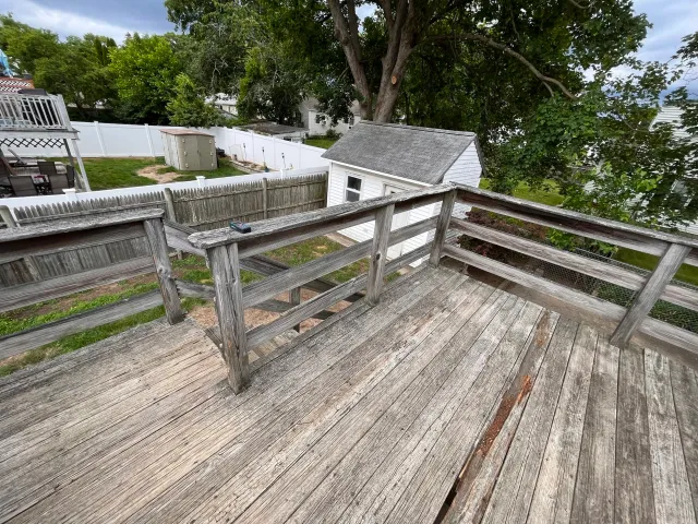 old wooden railings and decking