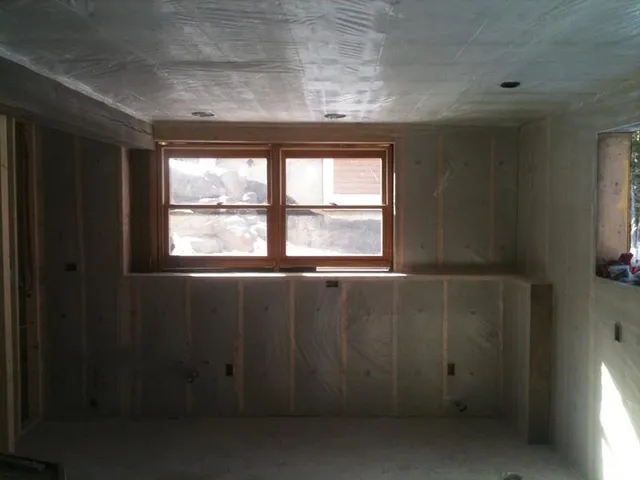 Completed insulation and vapor-barrier work on a Gauthier Insulation job