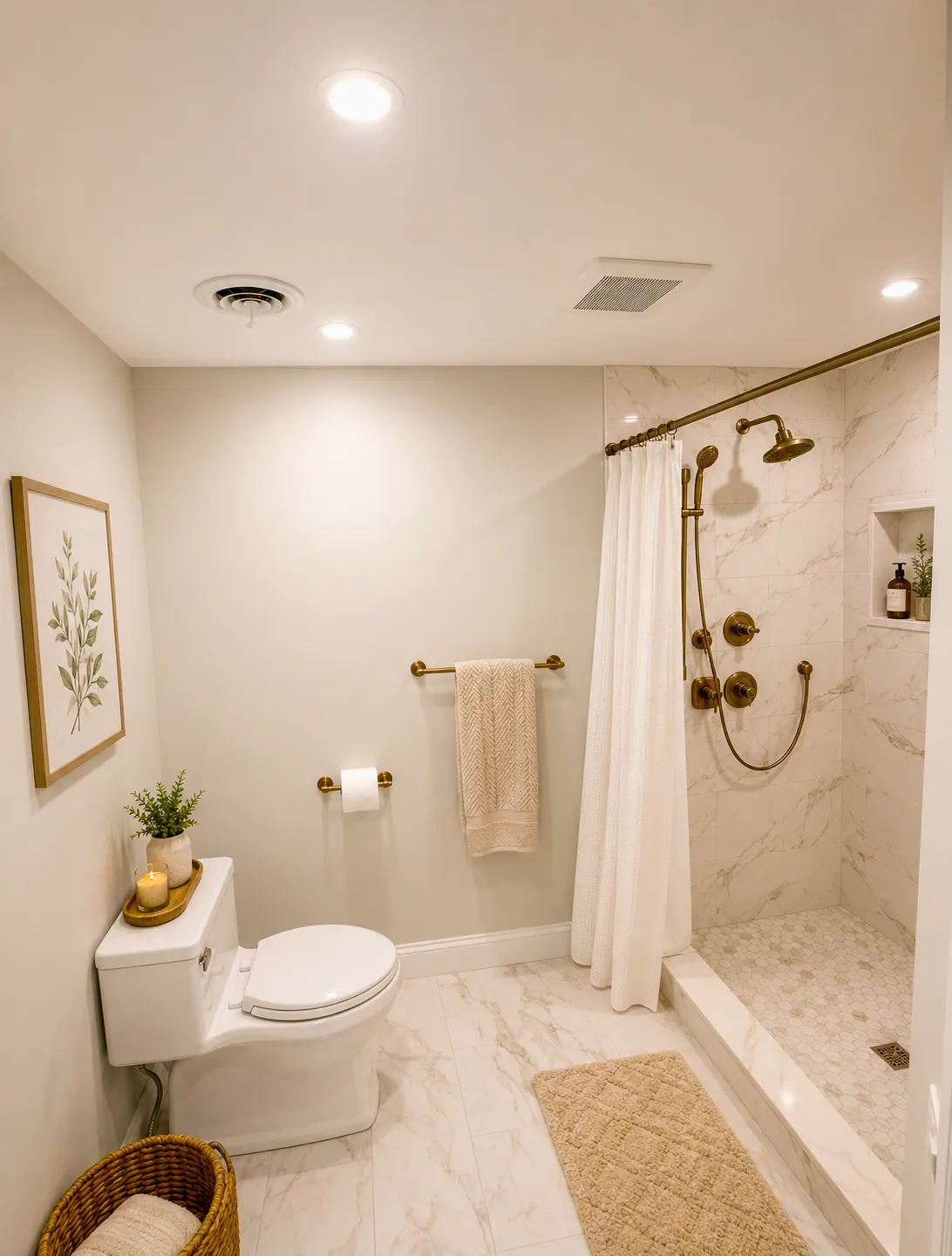 Finished shower in the Country Club Boulevard primary bathroom renovation in North Dartmouth Massachusetts