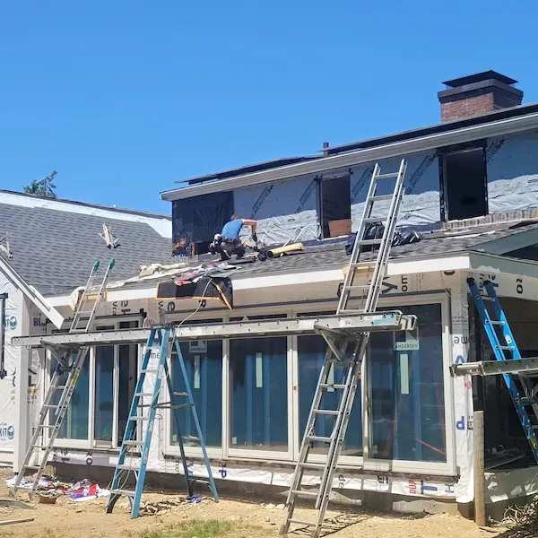 New home construction framing and exterior