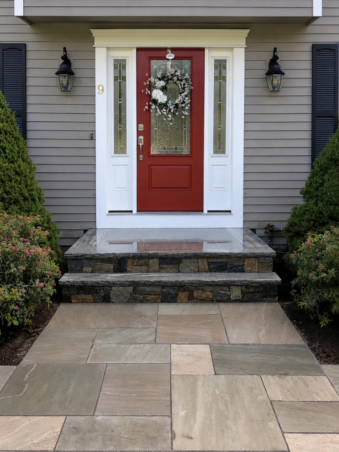 Front entry masonry steps and walkway by CDK Masonry